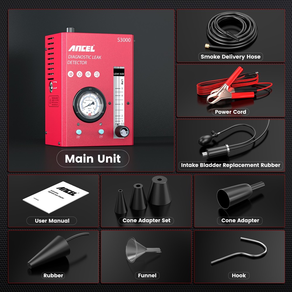 ANCEL S3000 Fuel Pipe Leak Detector EVAP Smoke Machine Diagnostic Tool Auto