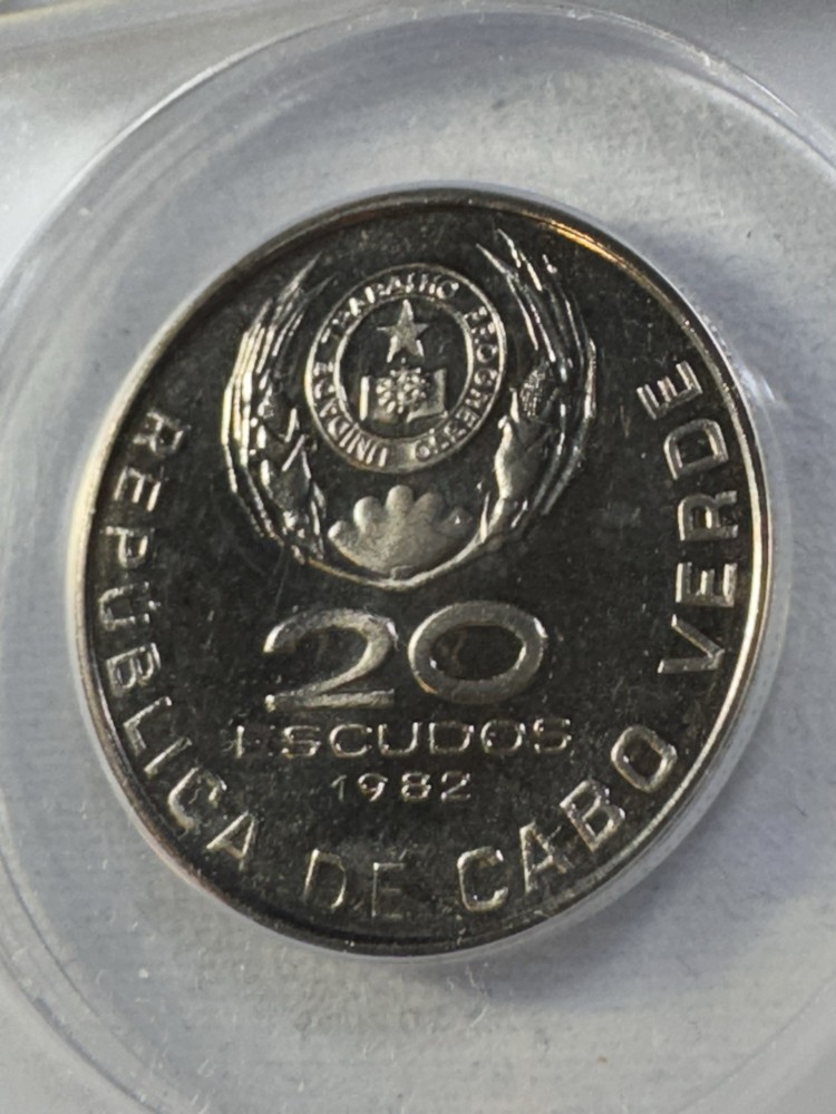 1982 Cape Verde 20 Escudos Graded MS 65 by ANACS