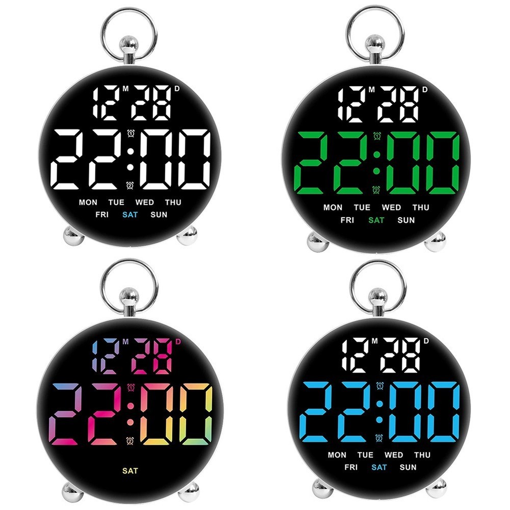 LED Display Round Alarm Clock with Convenient Voice Activation Feature