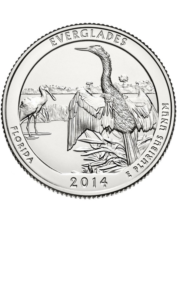 2014 D Everglades Park Quarter. ATB Series Uncirculated From US Mint roll.
