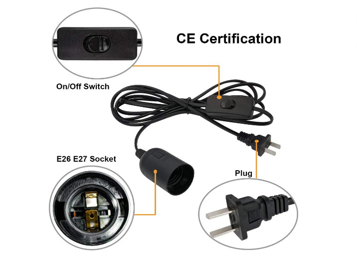 Plug In Hanging Light Kit E26 E27 Pendant Light Cord with Switch