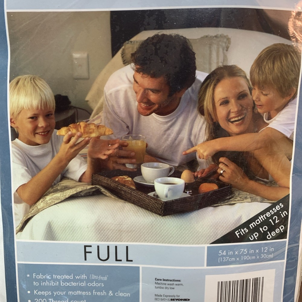 New Bed Bath Beyond Antimicrobial Mattress Protector Full 200 Thread Count