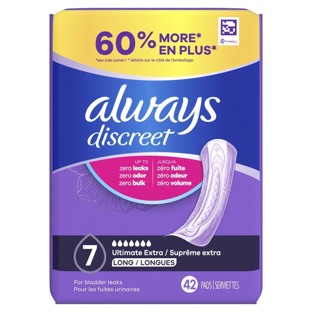 Always Discreet Incontinence Pads, Ultimate Extra Protect Absorbency, Regular