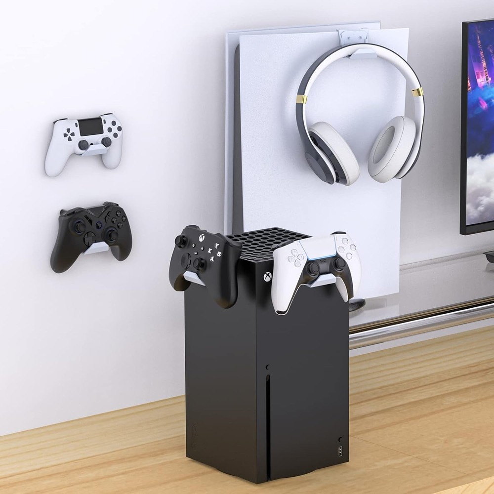 Wall Mount Holder for PS5 Pro/Slim and Switch Controllers Holder, White, 6 Pack