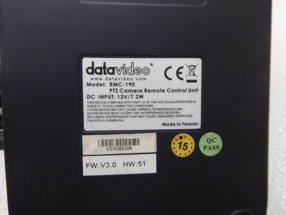 Datavideo RMC-190 PTZ Camera Remote Control Unit { UNTESTED }