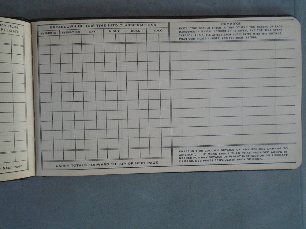 Pilot Flight Record, Type AP-3, not used