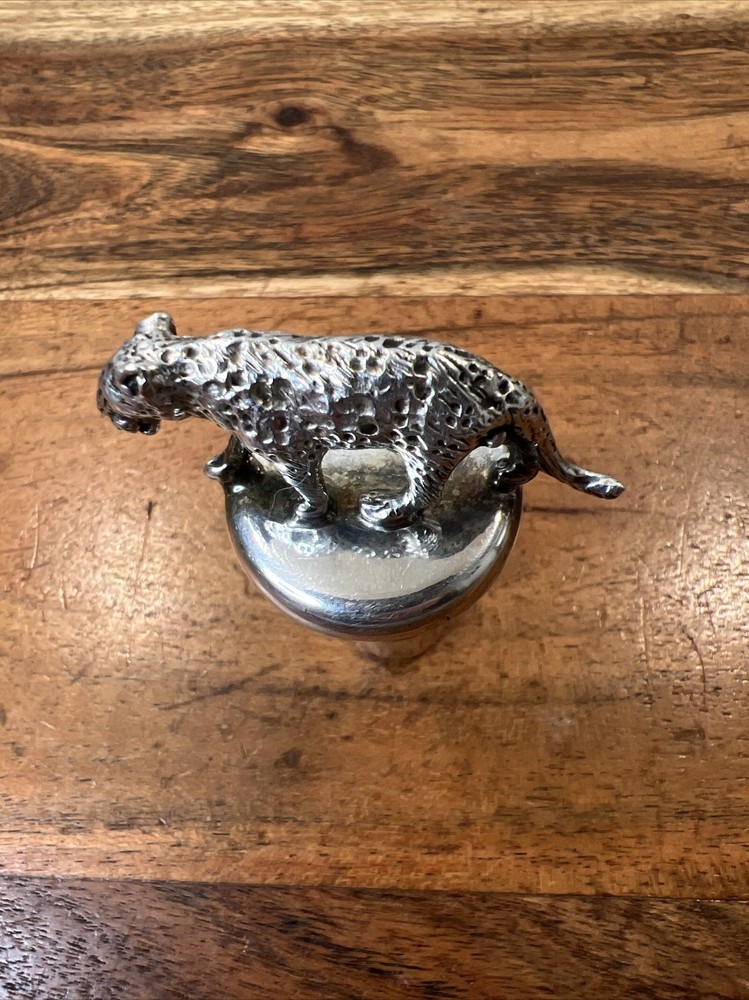 Vintage Silver Plated Bronze Leopard Bottle Stopper