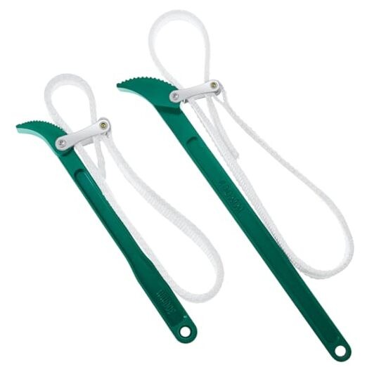 2 Pcs Strap Wrench 12" 16" Nylon Strap Pipe Wrench Adjustable Green Handle