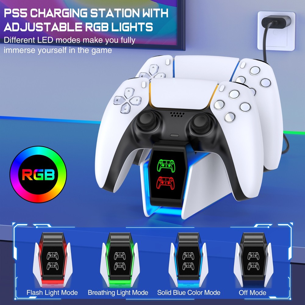 PS5 Slim Controller Charger Station+Cooling for PS5 Slim&Edition/Disc Version