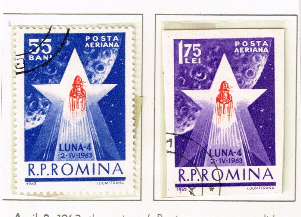 Romania Soviet Space Moon Exploration stamps 1963
