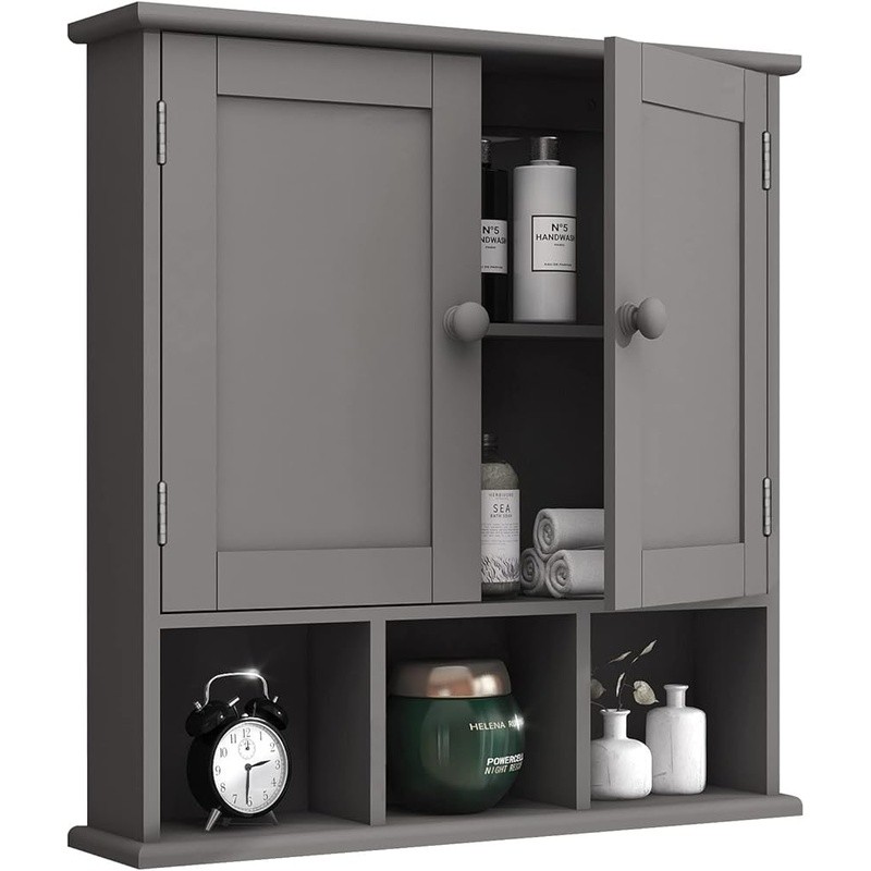Wall Mounted Bathroom Storage Cabinet Adjustable Shelf Easy Assembly Organizer
