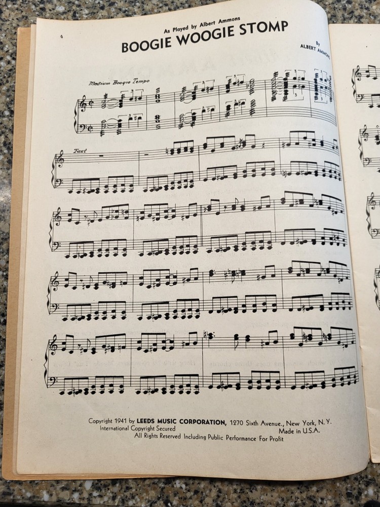 Albert Ammons Boogie Woogie Piano Sheet Music