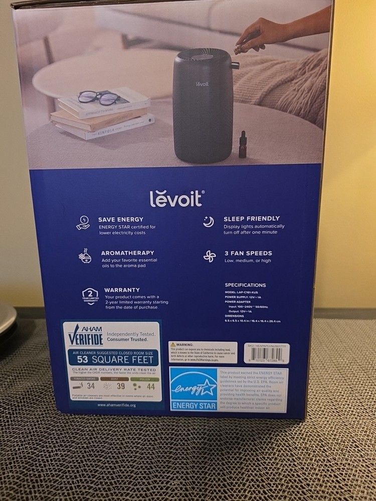 Levoit Core Mini -p Air Purifier, Black, Brand New