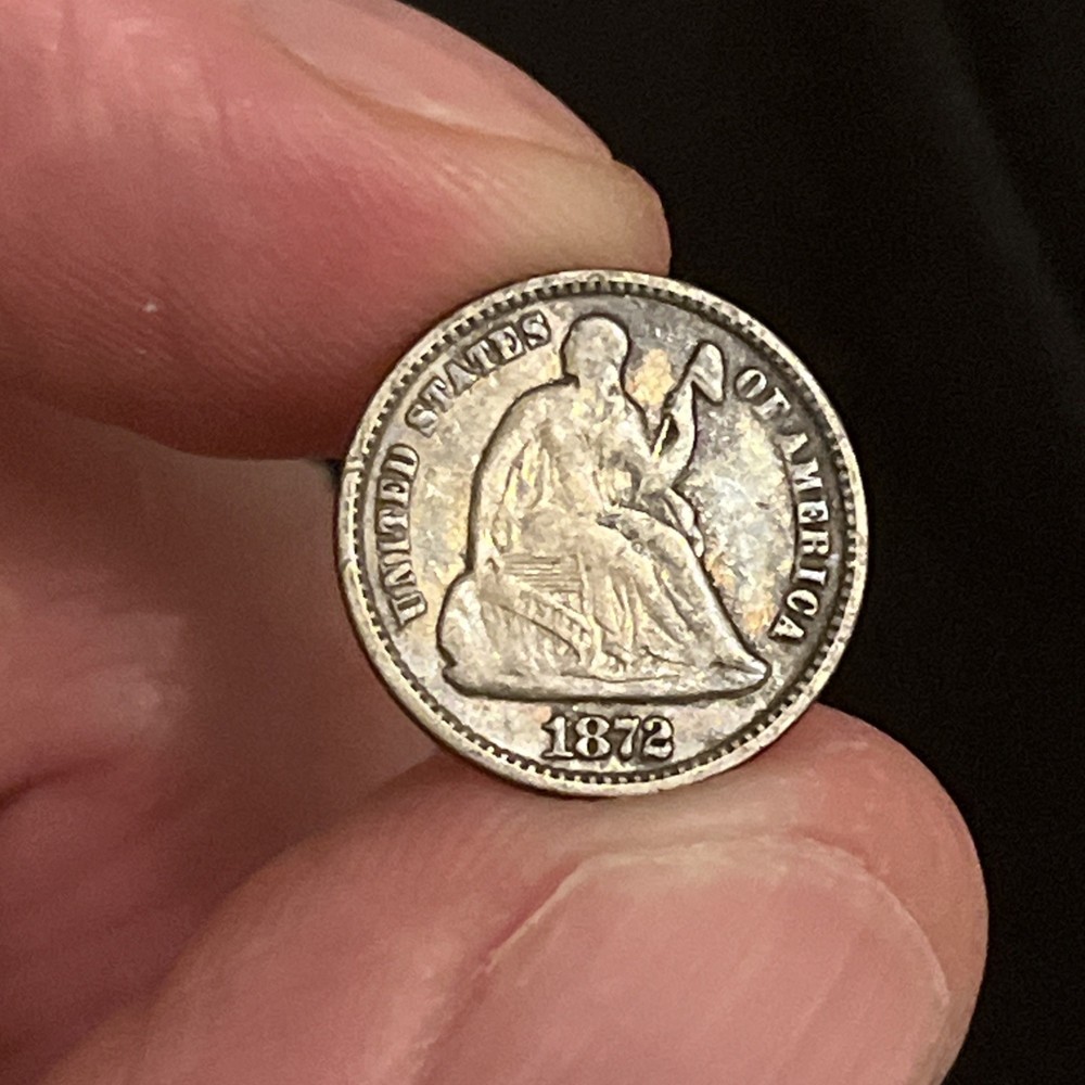1872 Seated Liberty Half Dime 5c Better Grade F Condition