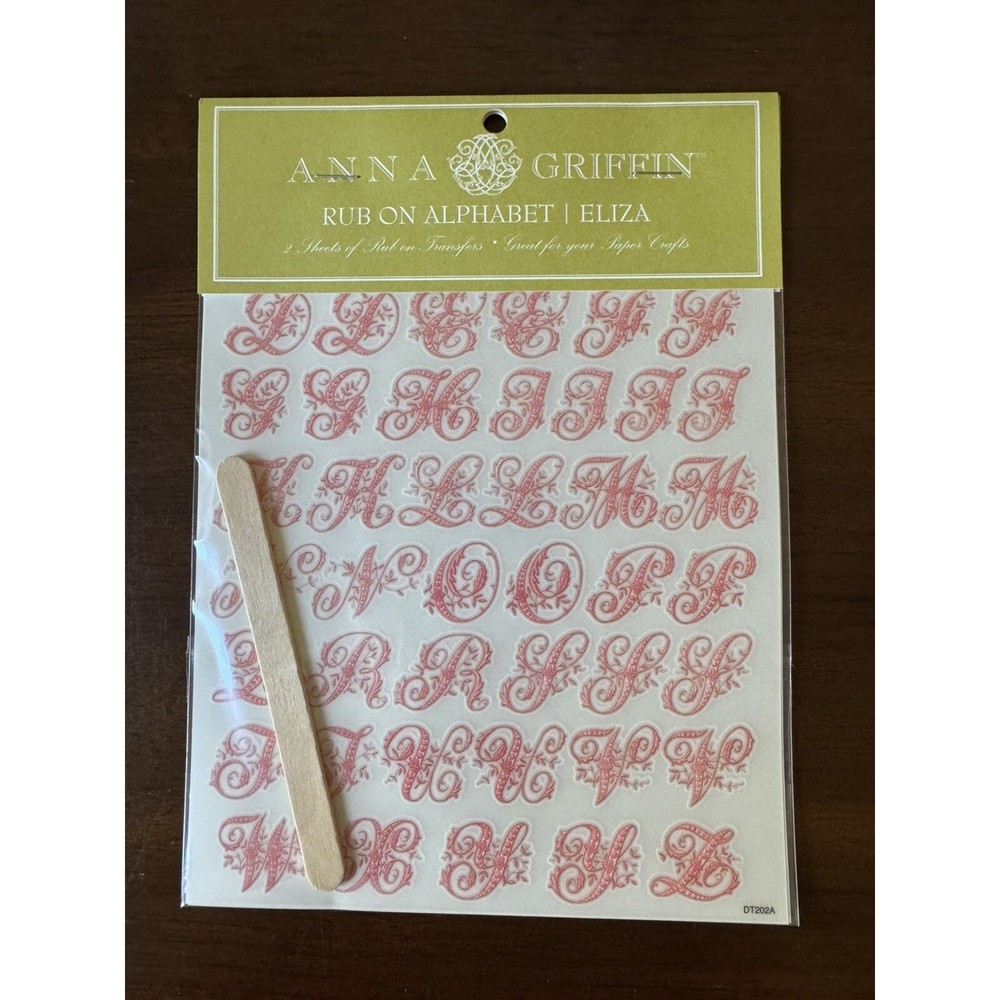 Anna Griffin ELIZA Pink And Green Alphabet Letters Rub On Two Sheets
