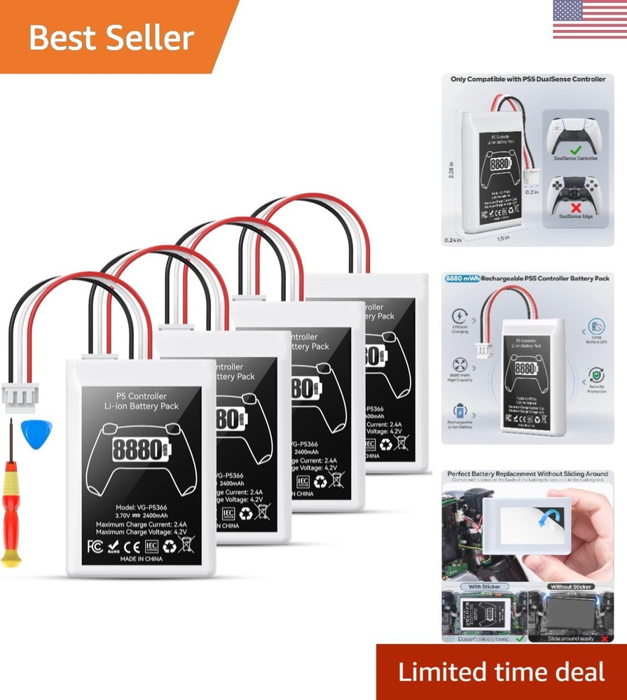 Efficient 8880mWh Battery Pack for  PS5 Controller - Ultimate Gaming Aid