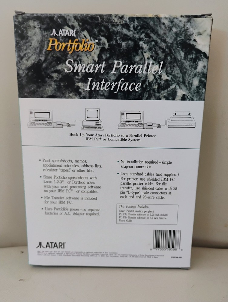 Portfolio Smart Parallel Interface; Atari ST Disk w/Manual- Complete in Box