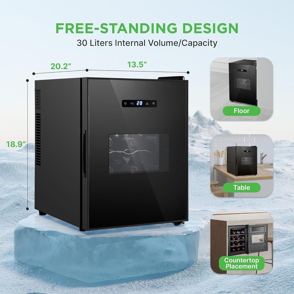 NutriChef Wine Chilling Refrigerator Cellar-Single-Zone, Digital Touch