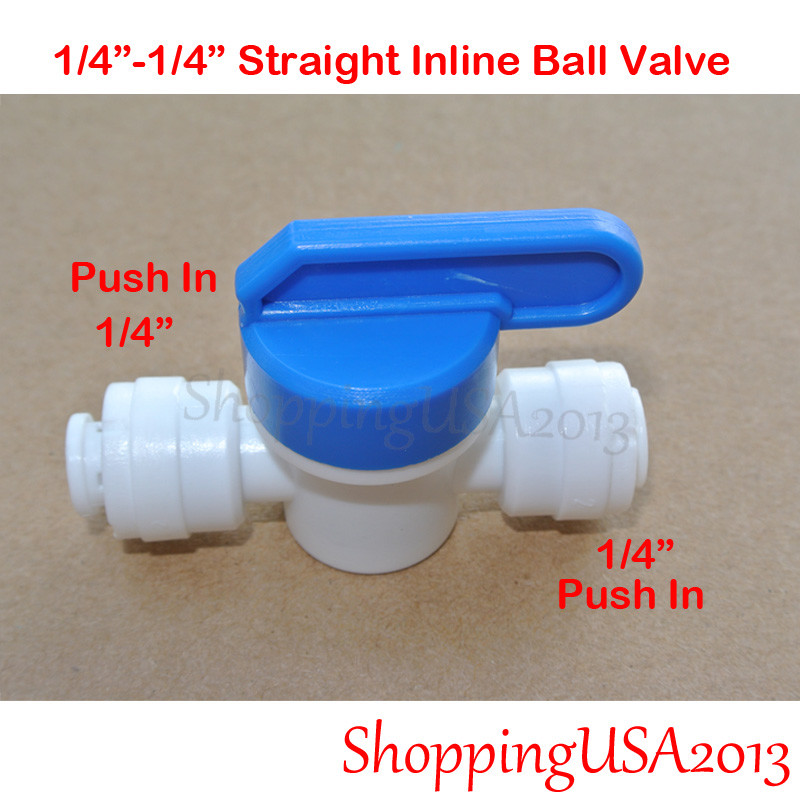 10 X Inline Straight Ball Valve 1/4"-1/4" Push In Quick Connect Under-sink