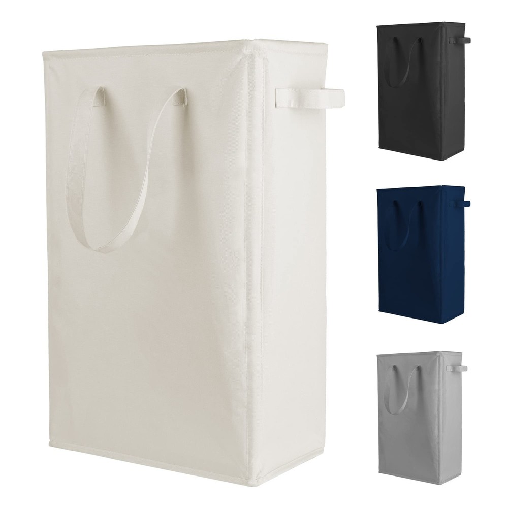 Slim Laundry Hamper Handles Collapsible Laundry Basket Thin Dirty Clothes Bas...