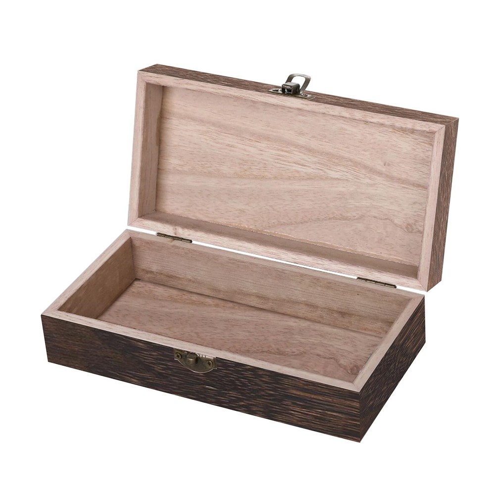 Vintage Wood Storage Box Rectangular Solid Wood Gift Box Keepsake Boxes Stora...