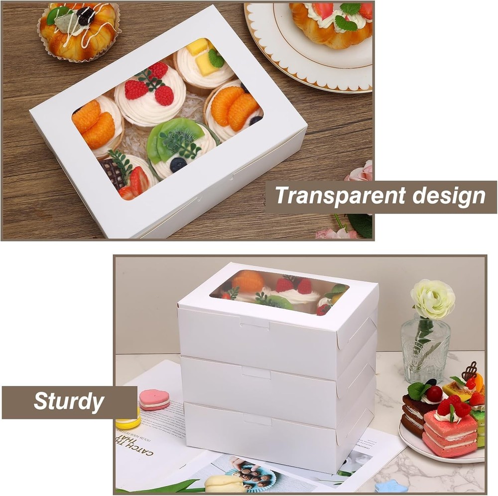 Foldable 12ct Cookie Boxes with Clear Window - Versatile Baking Essentials