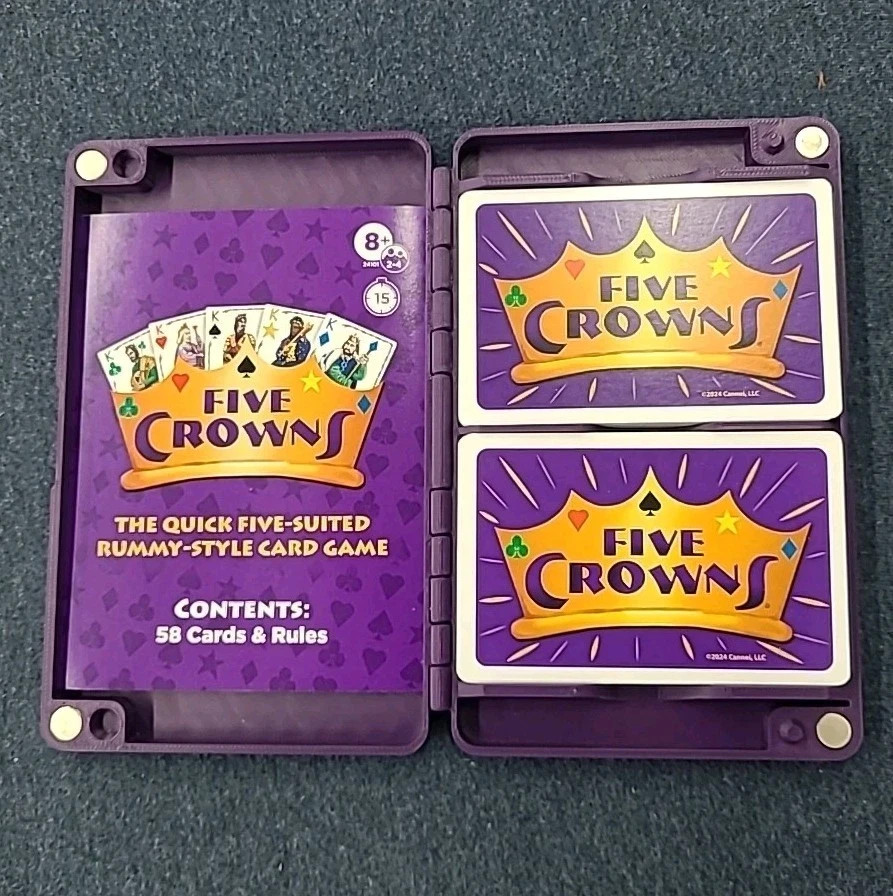 FIVE CROWNS Deck Card Box Holder - magnetic clasp, sturdy hinge