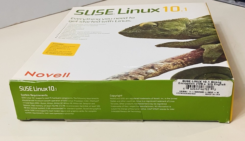 SUSE Linux 10.1 Strong Encryption Box Set 7-Disc CD/DVD + Manual Novell Complete