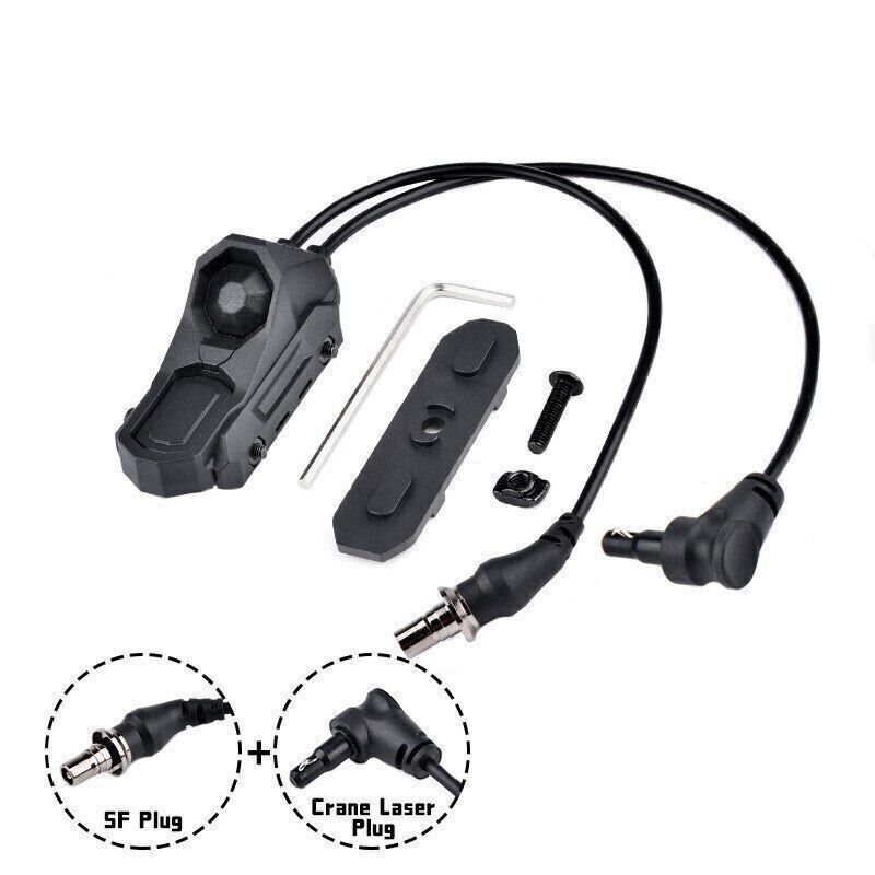 Airsof Remote Dual Control Pressure Switch Laser Crane Flashlight For OGL Aim BK