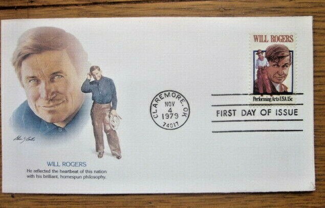 COWBOY COMIC WILL ROGERS  1979 FDC FLEETWOOD CACHET