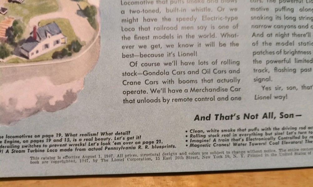 Vintage Lionel Train Catalog 1947