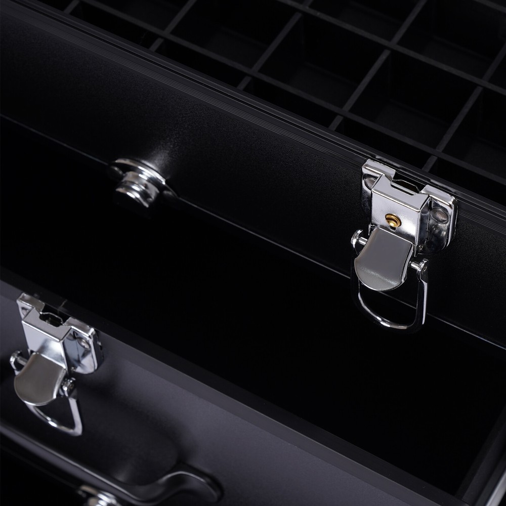 Rolling Cosmetic Storage Case Makeup Train Case Organizer Trolley Lock Black