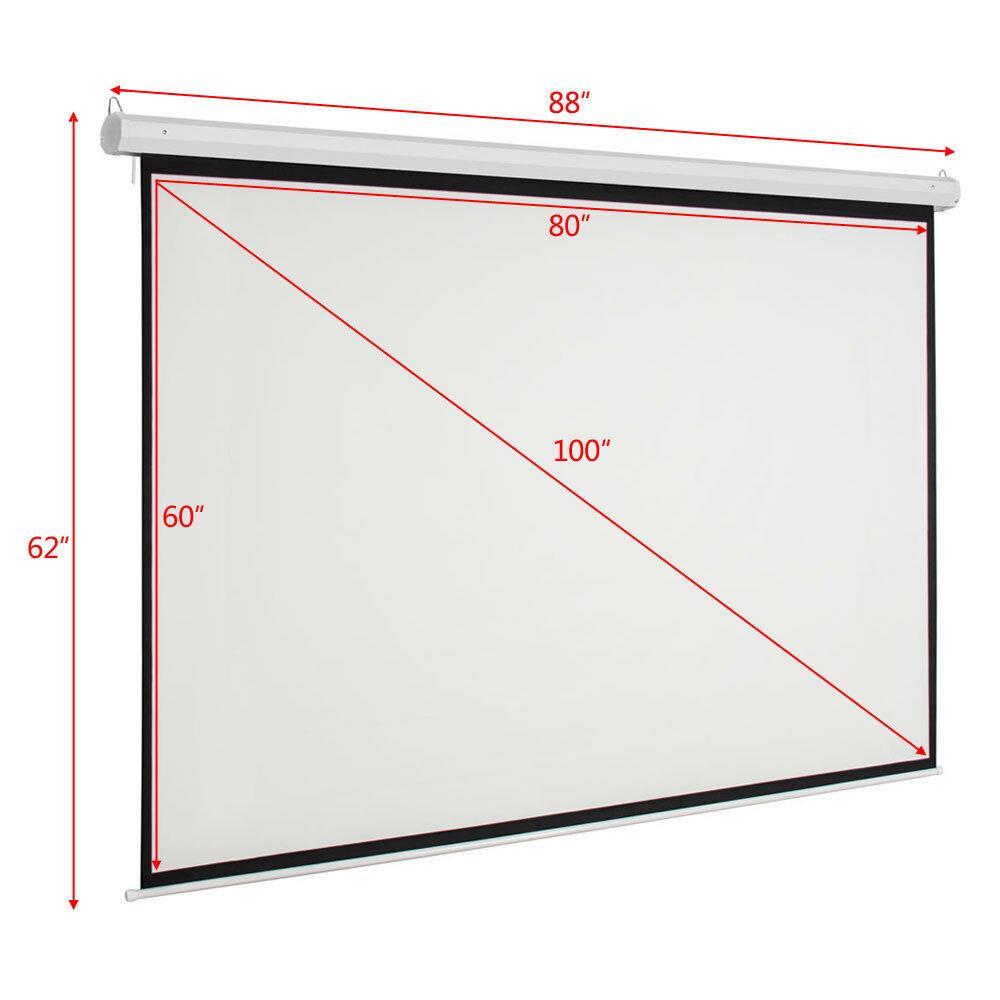 100" 4:3 Material Foldable Electric Motorized Projector Screen 80x60" + Remote