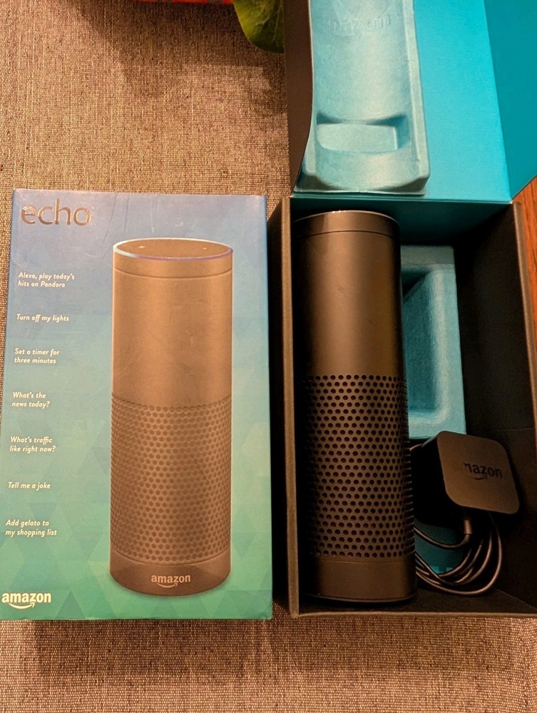 Amazon Echo (1st Generation) Smart Assistant - Black Tower, With Box