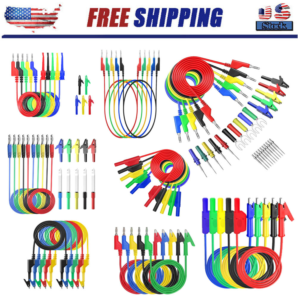 4mm 3.3FT Stackable Banana Plug Test Lead Wire Cable Alligator Clip NEW