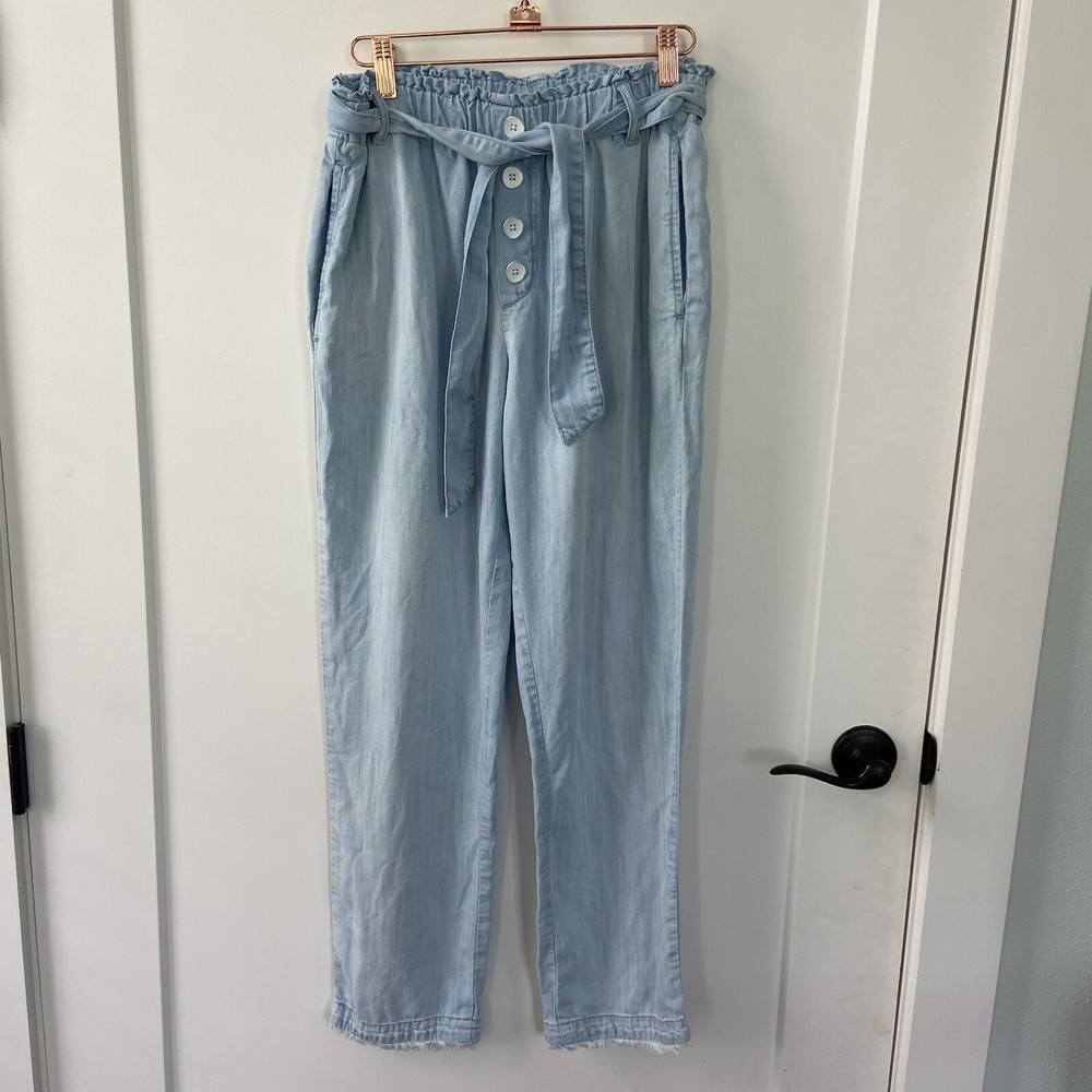 Cloth & Stone Blue Chambray Lyocell Paperbag Pants Pull On Small Coastal