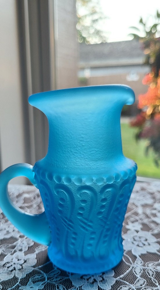 Pitcher Satin Blue Creamer Syrup Vintage