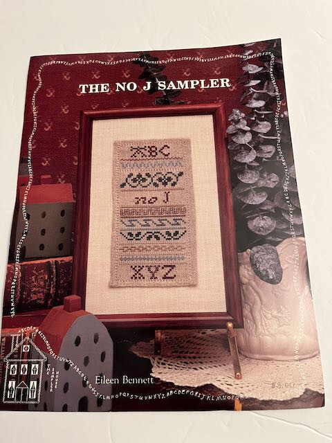 THE NO J SAMPLER Eileen Bennett Chart, Linen Fabric, Ginnie Thompson Thread