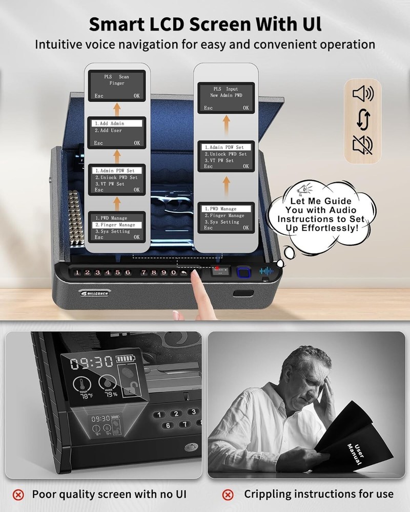Intelligent Portable Gun Safe with Multiple Unlock Options - Ideal for Security