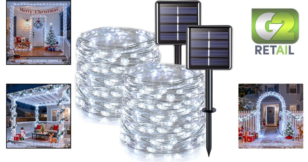 Enchanting 2 Pack Solar Fairy Lights | 33FT Copper LED Strings for Classy Decor