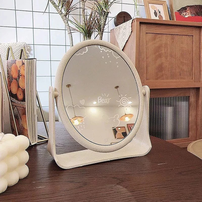 Foldable Desktop Makeup Mirror 360 Degree Rotating Double Sided Princess Mirror