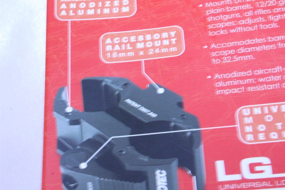 Universal Light Accessory Gun Mount w/ Accessory Rail Mount Black 18mm x 24mm