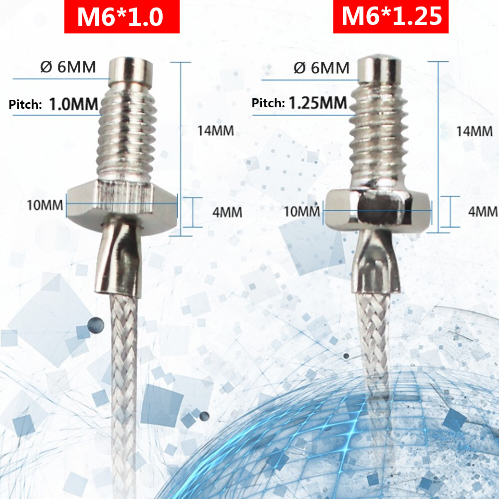 M6 M8 Threaded Temperature Sensor K-type E-type Thermocouple Probe 0.2m-5m Cable