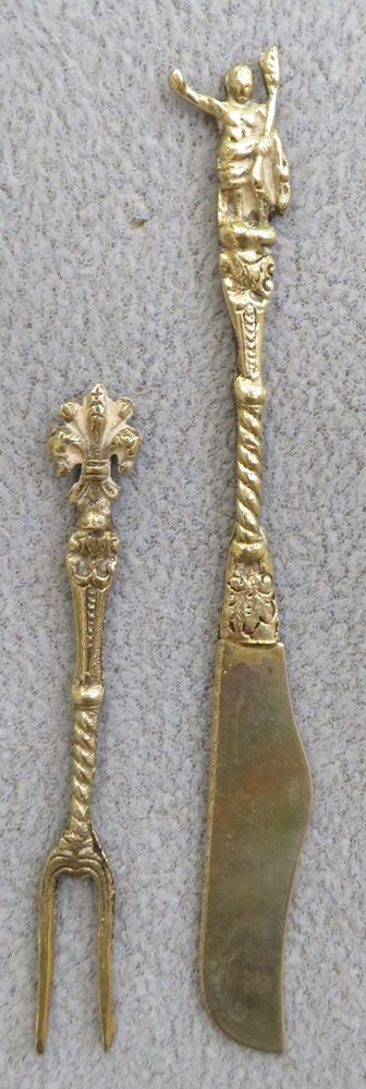 Two Pieces Ornate Fork and Knife Set Italy