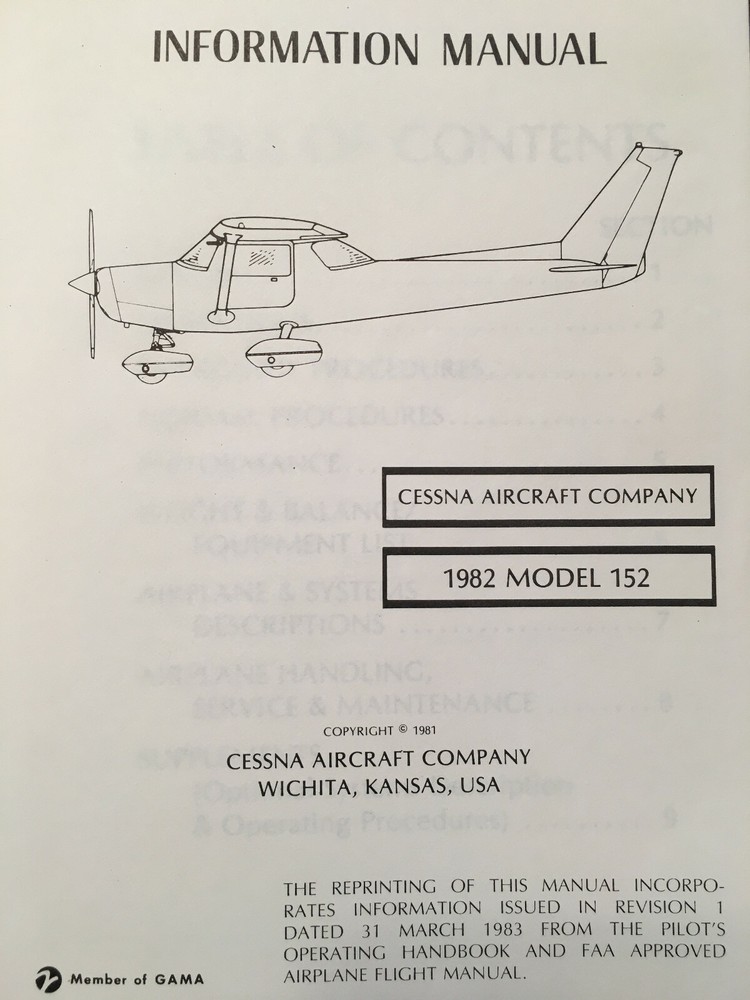1982 Cessna 152 Pilot's Information Manual
