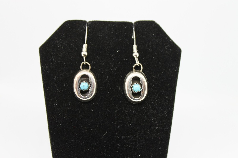 Turquoise and Sterling Silver Drop Earrings