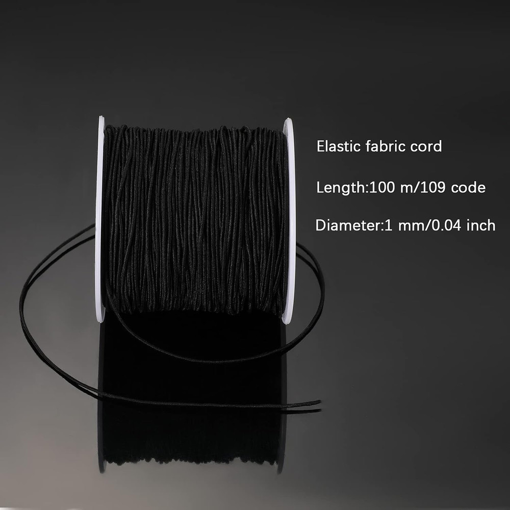 1Mm Elastic String Black Elastic Cord for Jewelry Thread Stretchy String for Bra