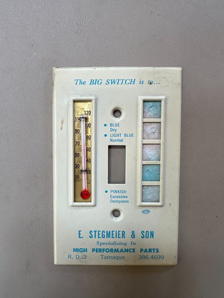 Vintage E. Stegmeier & Son Advertising Light Switch Thermometer