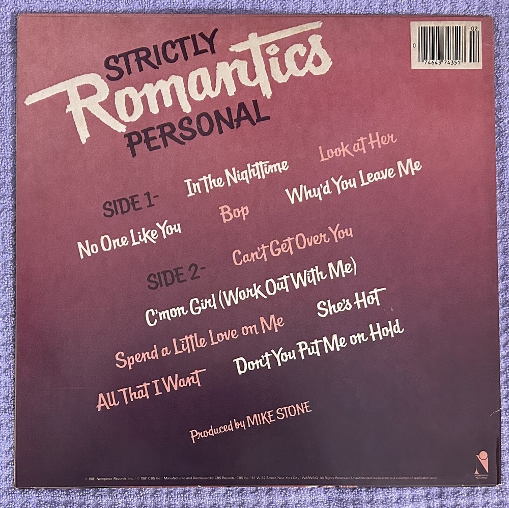Autographed/Signed The Romantics "Strictly Personal" Vinyl - Wally Palmar +2