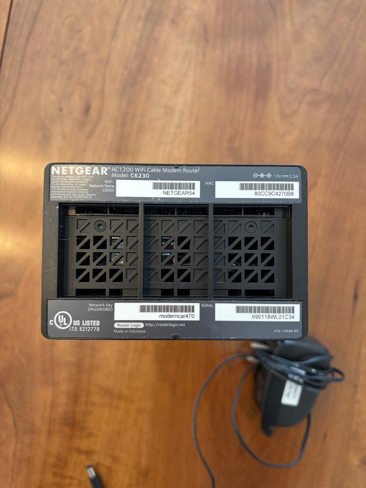 NETGEAR Cable Modem with Built-in WiFi Router (C6230) Missing Original Box